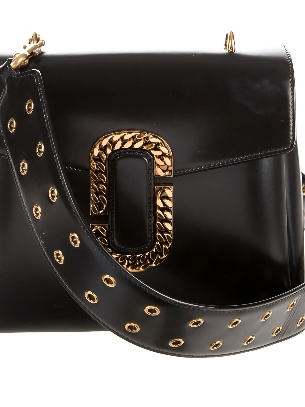 Marc Jacobs St. Marc Black Leather Shoulder Bag with Gold Hardware